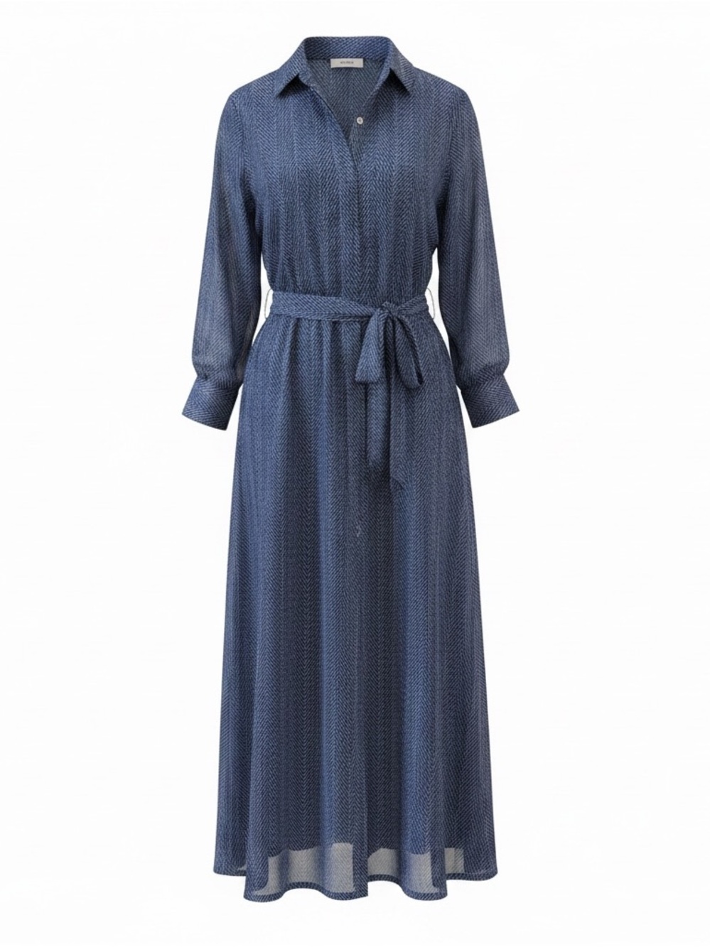 Banana Republic Navy Long-Sleeve Shirt Maxi Dress with Tie Waist